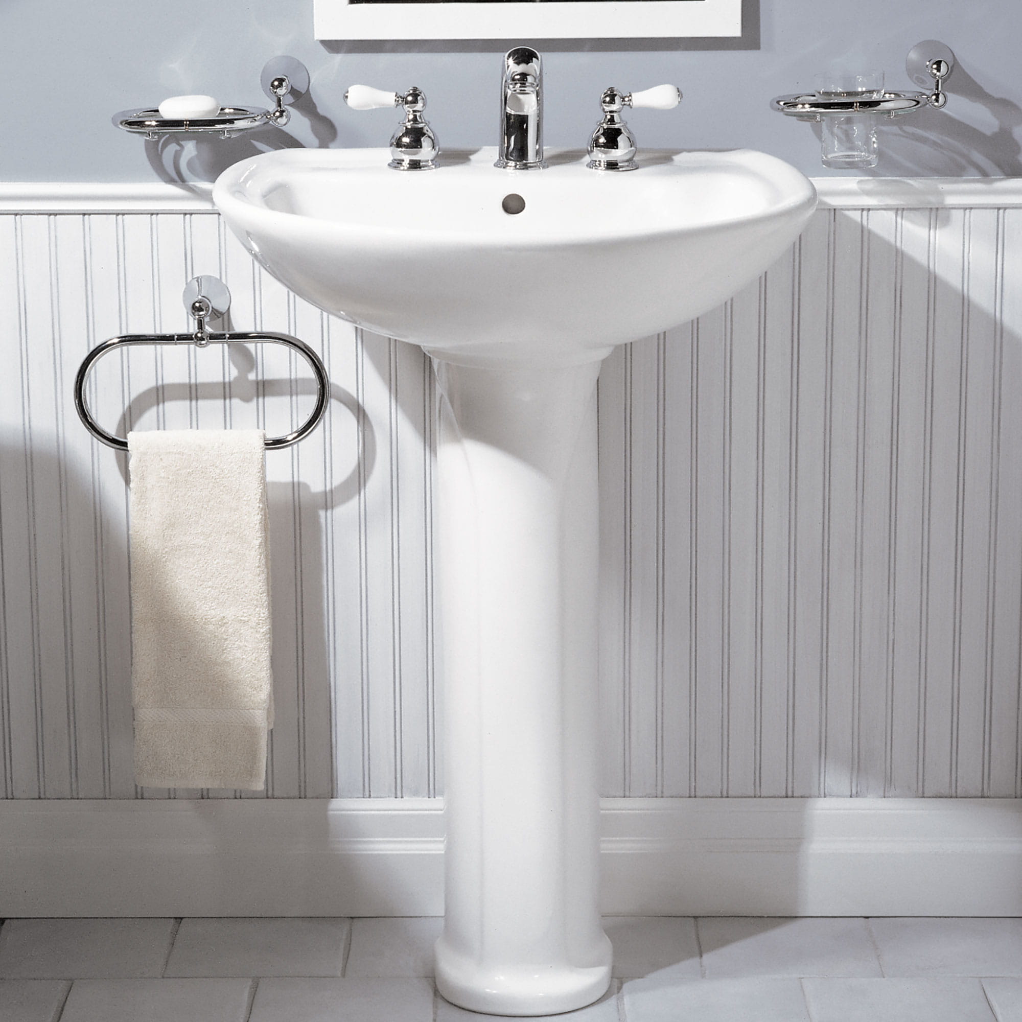 Cadet 8 Inch Widespread Pedestal Sink Top and Leg Combination WHITE